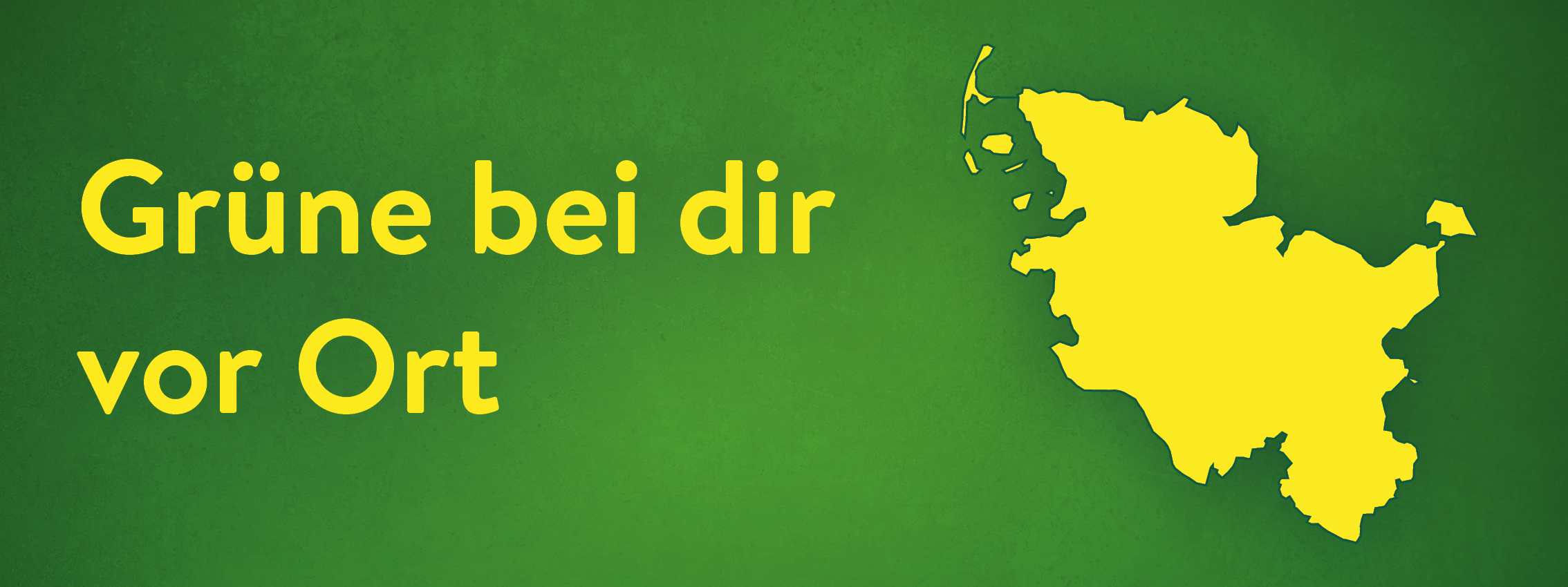 Grafik mit Schrift "Grüne bei dir vor Ort" und Landkarte von Schleswig-Holstein