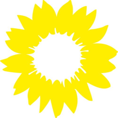 Logo von BÜNDNIS90/DIEGRÜNEN gelbe Sonnenblume auf transparentem Hintergrund