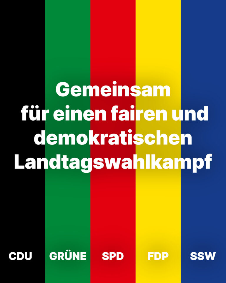 CDU, Bündnis 90/Die Grünen, SPD, FDP und SSW vereinbaren Fairnessabkommen für die Landtagswahl am 18. April 2027